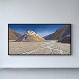 Whitewashed Himalayan Monastery Above a Braided River