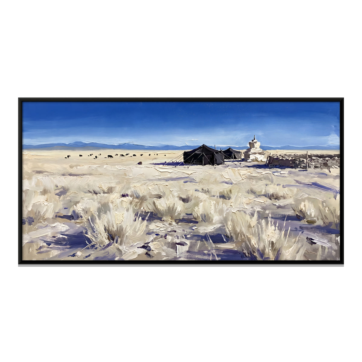 Nomad Tent on the High Plain - framed canvas print, front view
