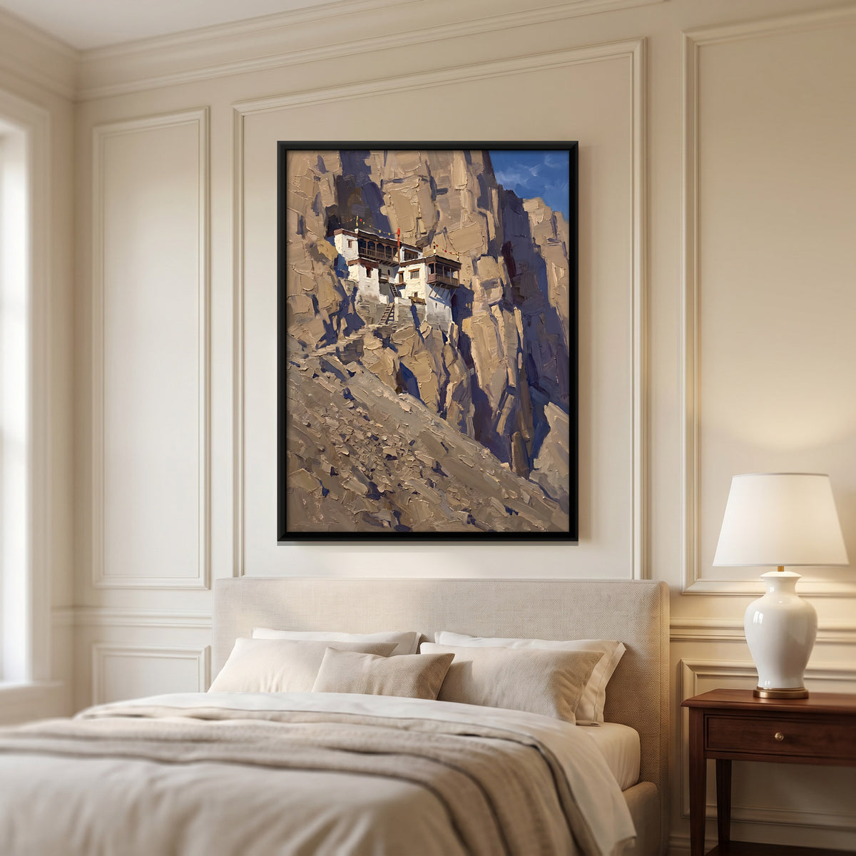 Monastery on a Cliff - canvas art shown in a second room setting