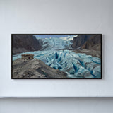 Blue Glacier Between Moraine Ridges