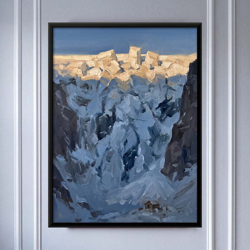 Glacier and Crevasses - framed canvas art hung on a wall