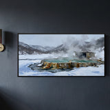 Hot Spring Pool in a Snowy Landscape