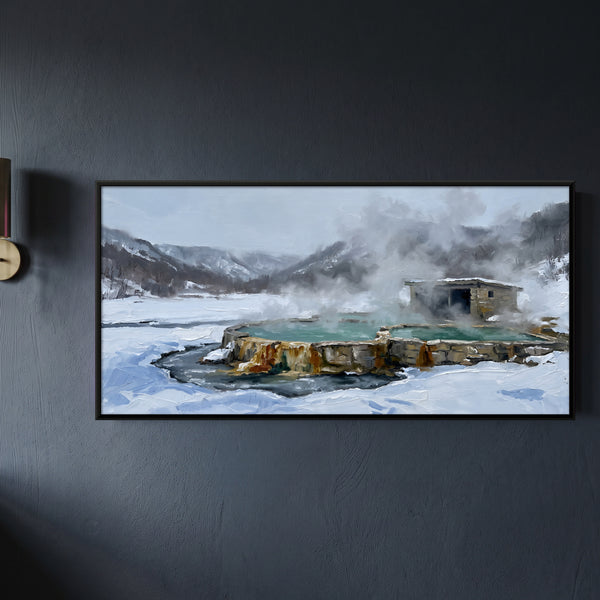 Hot Spring Pool in a Snowy Landscape
