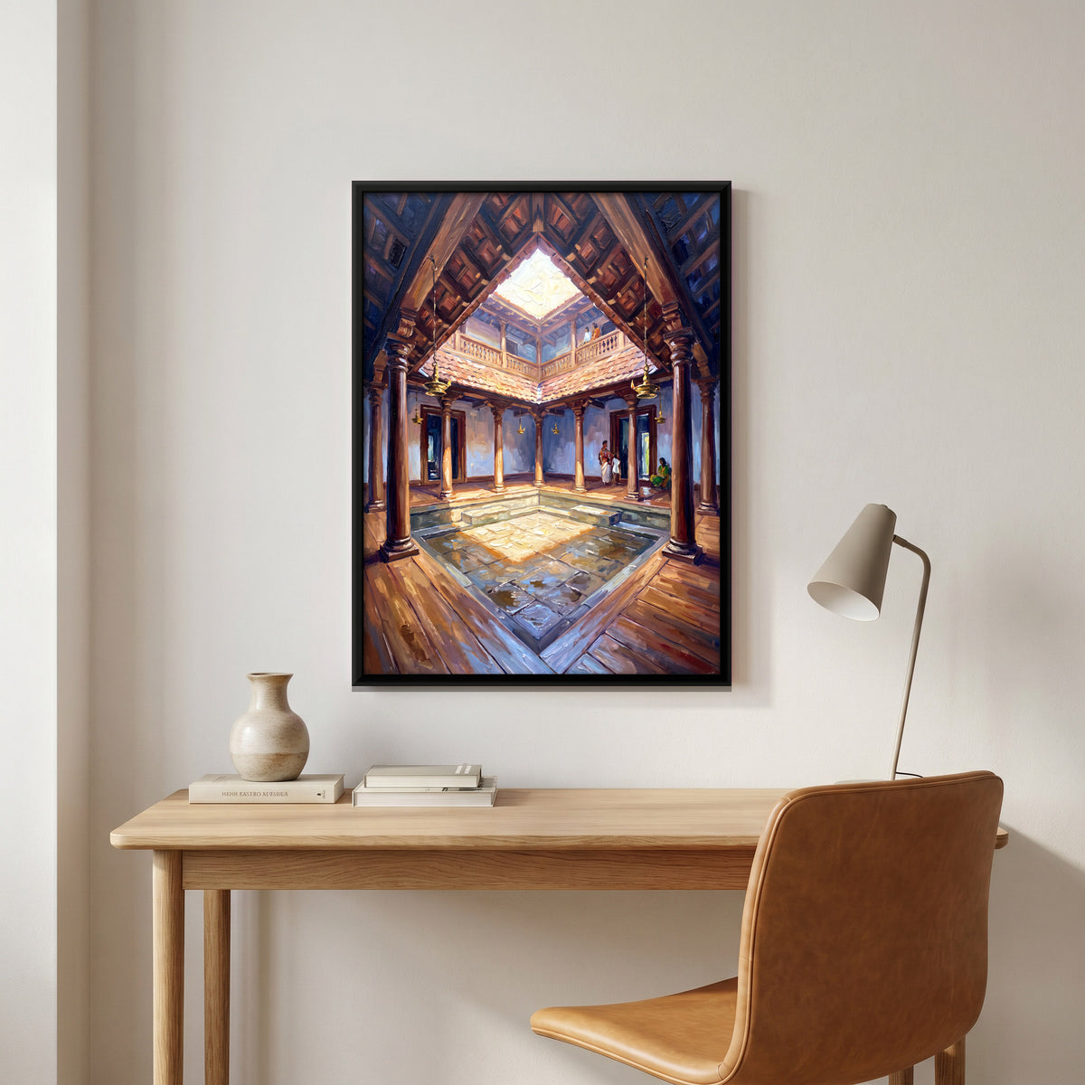 Kerala Courtyard House - canvas art shown in a styled room