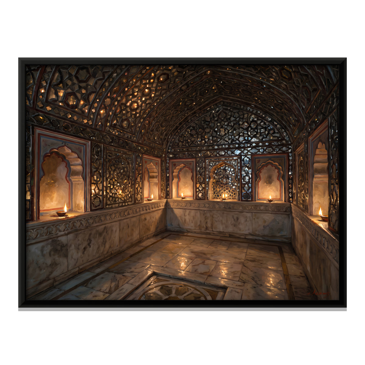 Sheesh Mahal by Lamplight - framed canvas print, front view