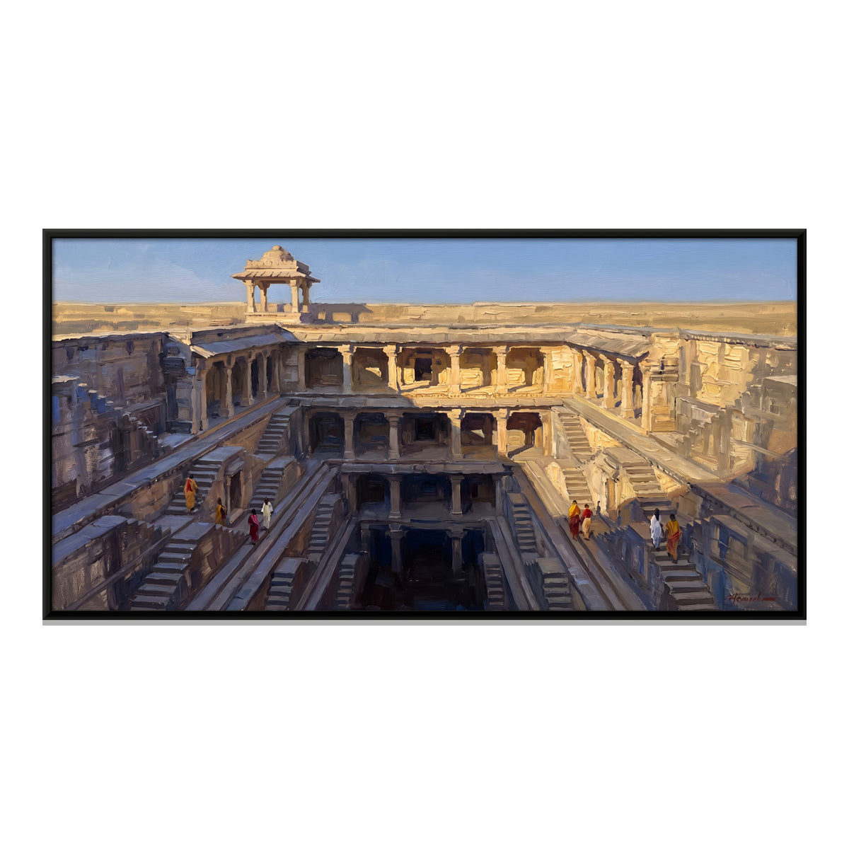 Stepwell with Pillared Galleries - framed canvas print, front view
