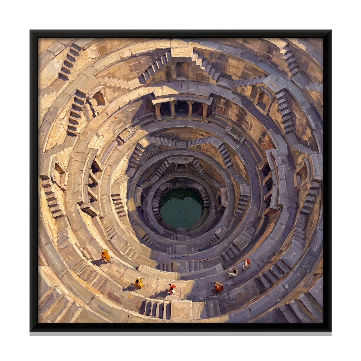 Circular Stepwell - framed canvas print, front view