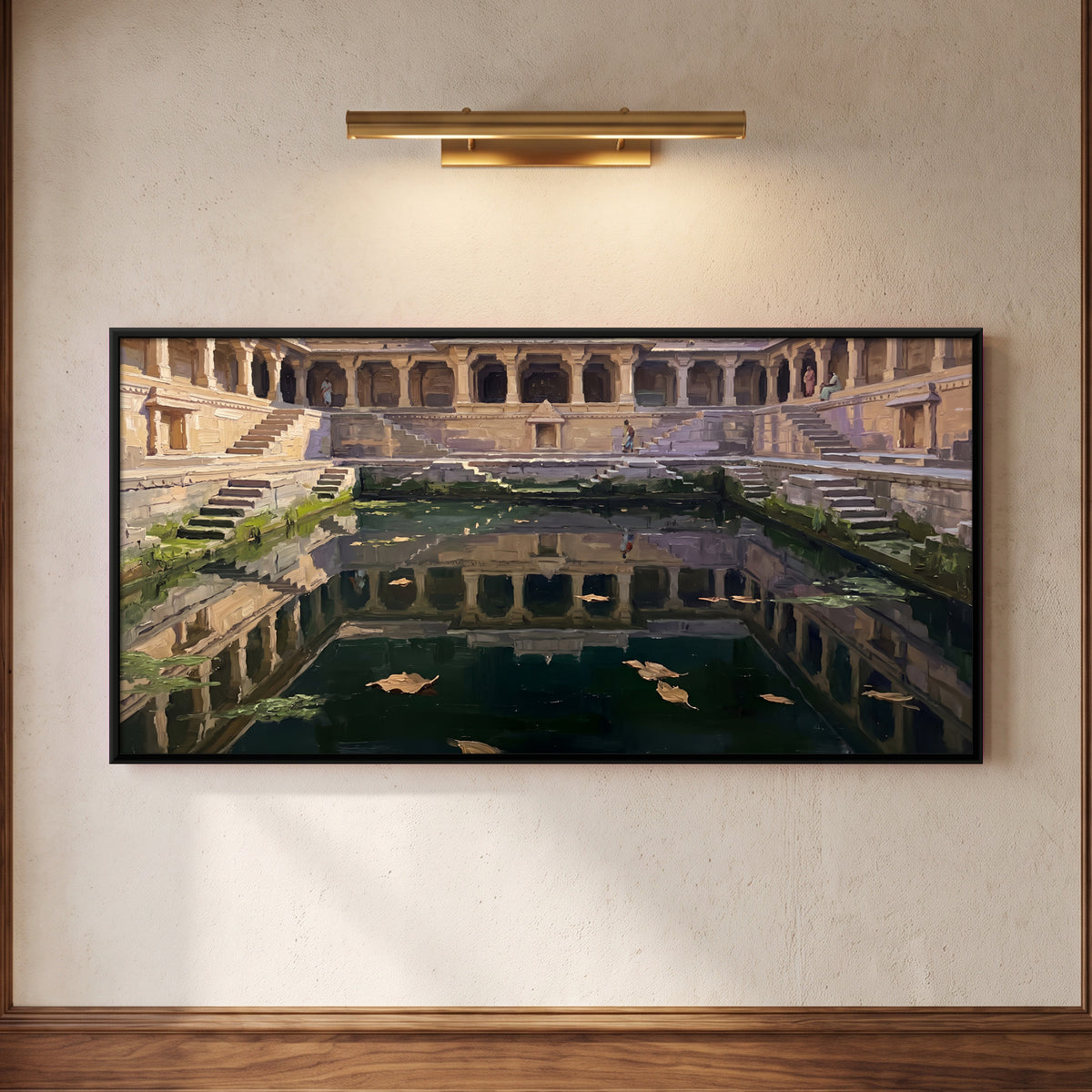 Arcaded Stepwell - framed canvas art hung on a wall