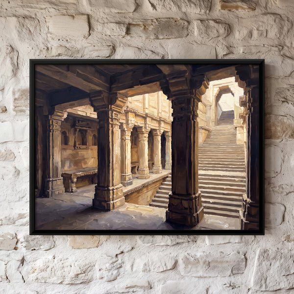 Pillared Stepwell Pavilion with Stairs