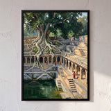 Banyan Tree Roots Growing over a Stepwell