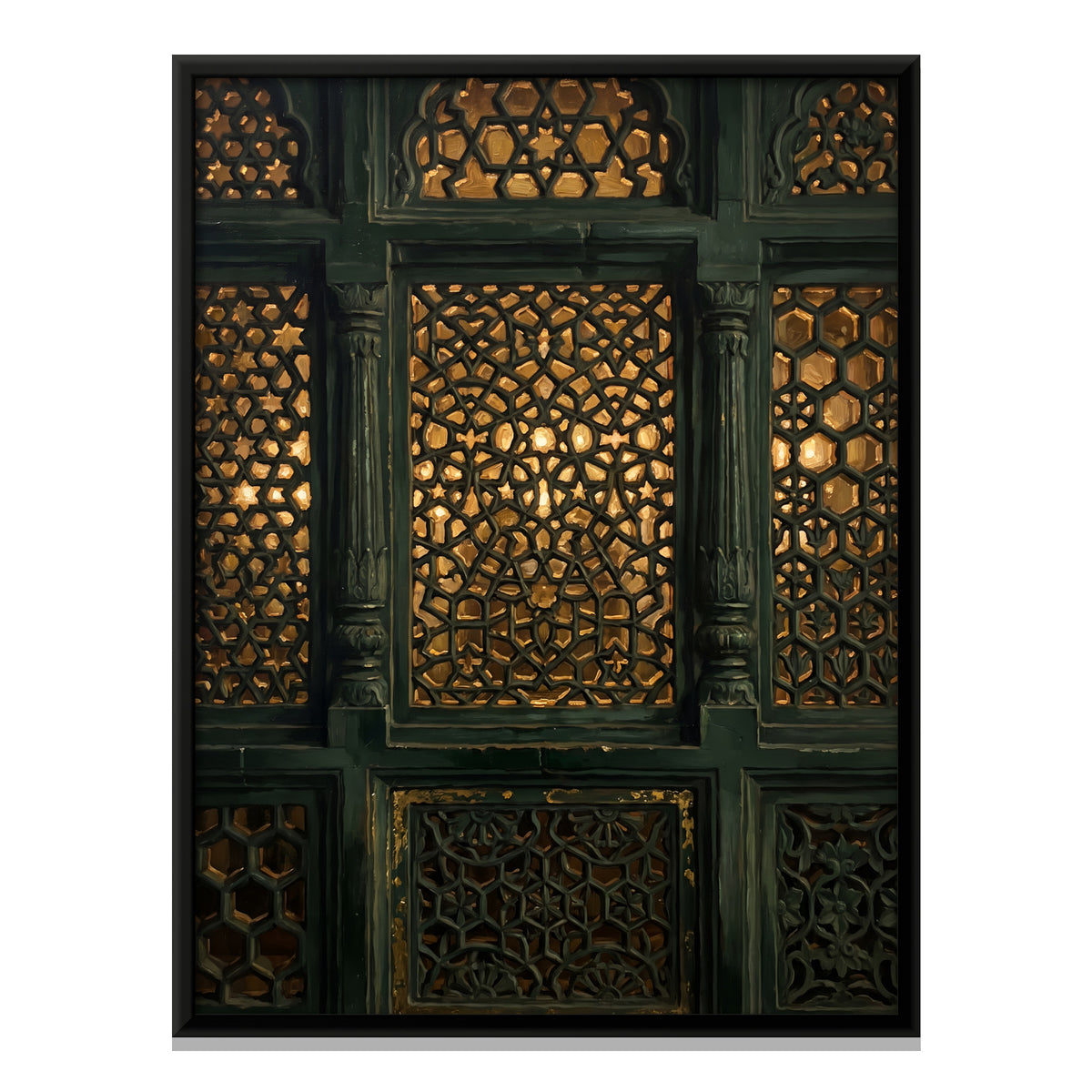 Backlit Jali Screen - framed canvas print, front view