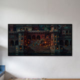 Lamplit Palace and Ghat Steps by the Water