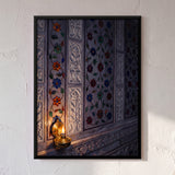 Marble Inlay Wall with Oil Lamp