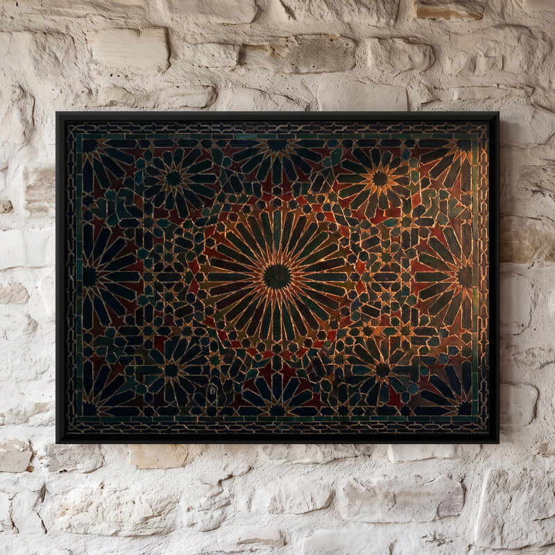 Geometric Starburst Panel - framed canvas art hung on a wall