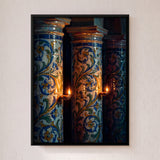 Tiled Columns with Oil Lamps