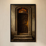 Wooden Door with Stained Glass Fanlight