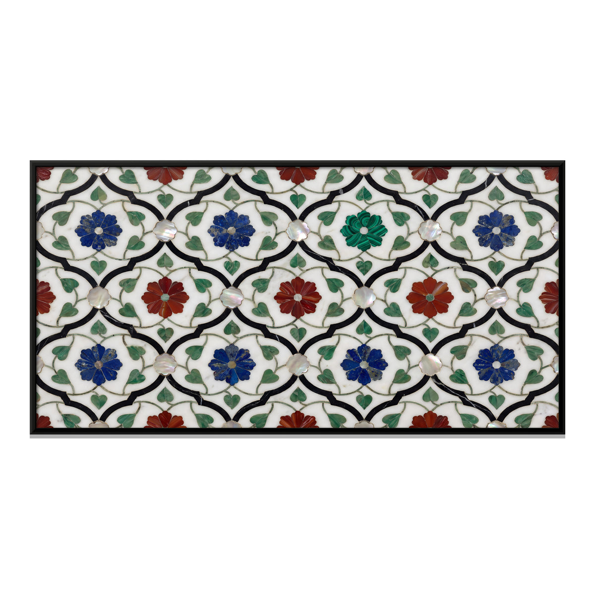 Floral Trellis in Marble Inlay - framed canvas print, front view