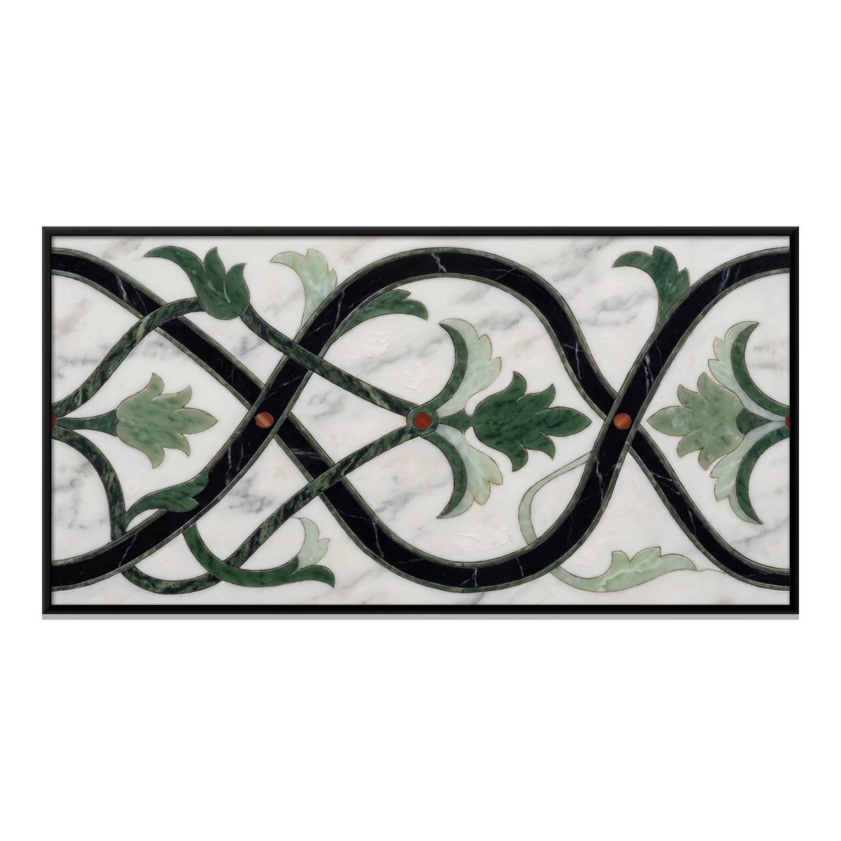 Marble Inlay Vine Border - framed canvas print, front view