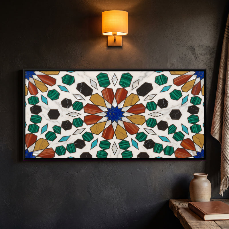 Star Medallion in Marble Inlay - framed canvas art hung on a wall