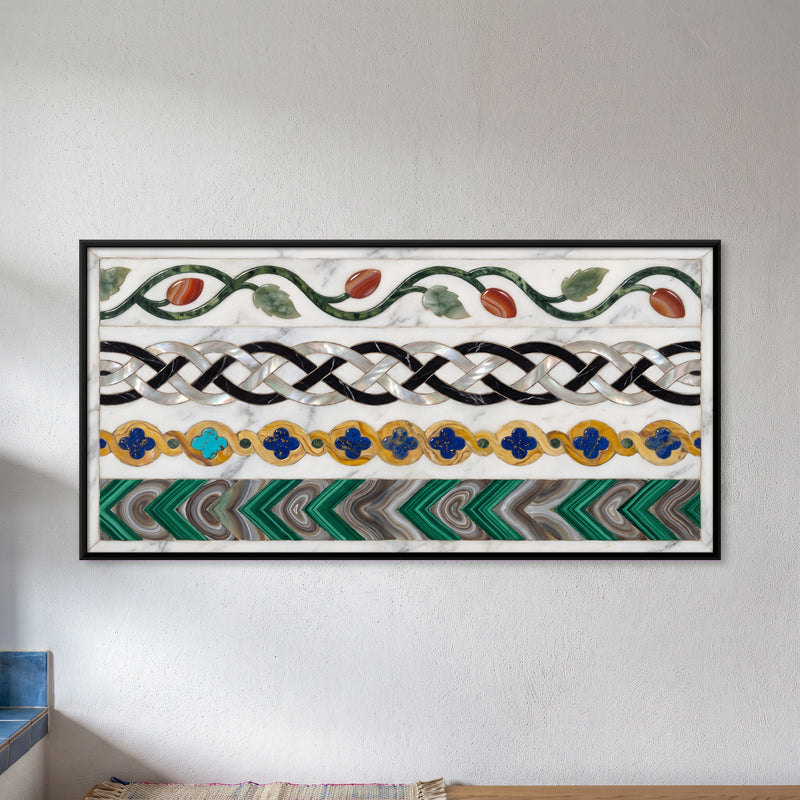 Marble Inlay Border Bands - framed canvas art hung on a wall
