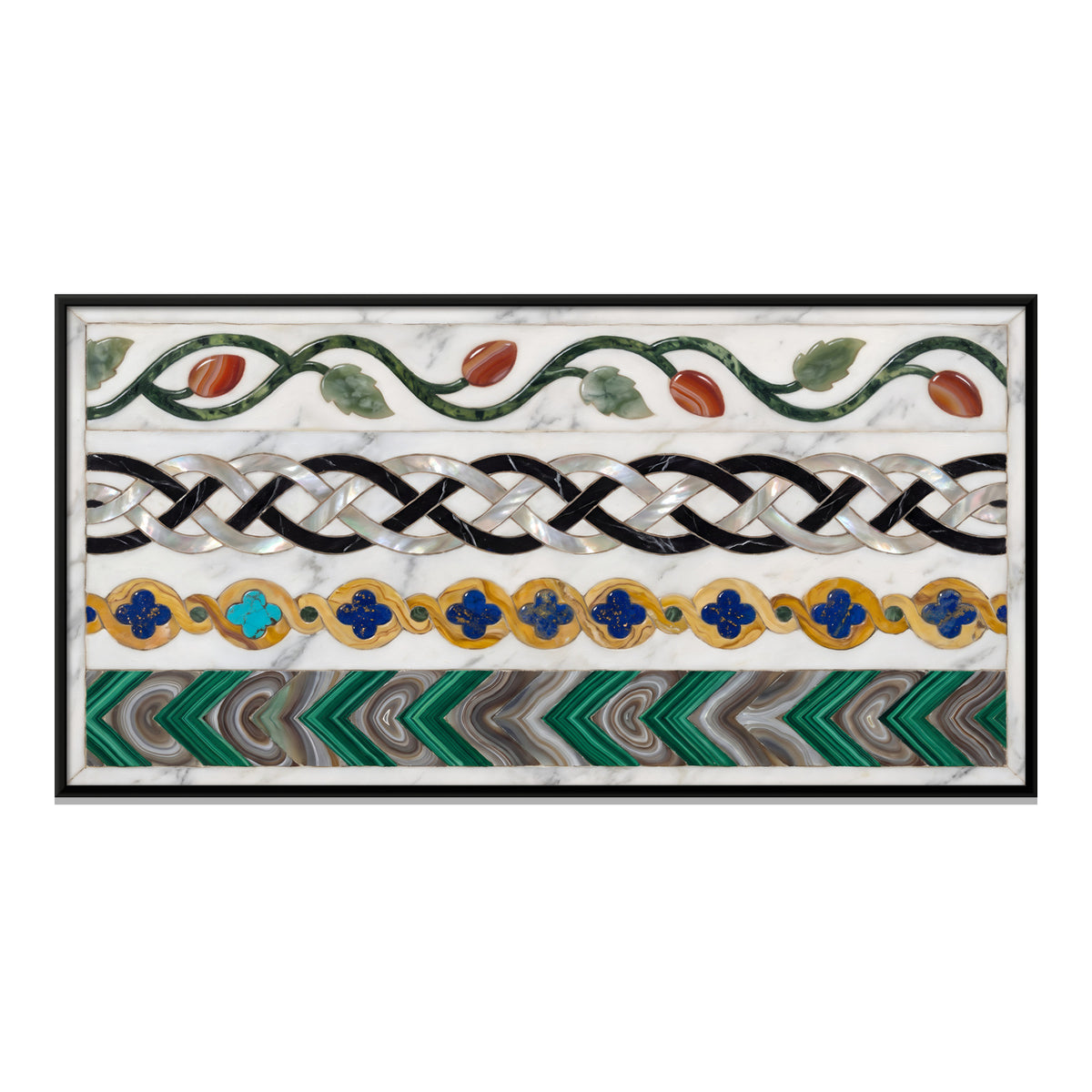 Marble Inlay Border Bands - framed canvas print, front view