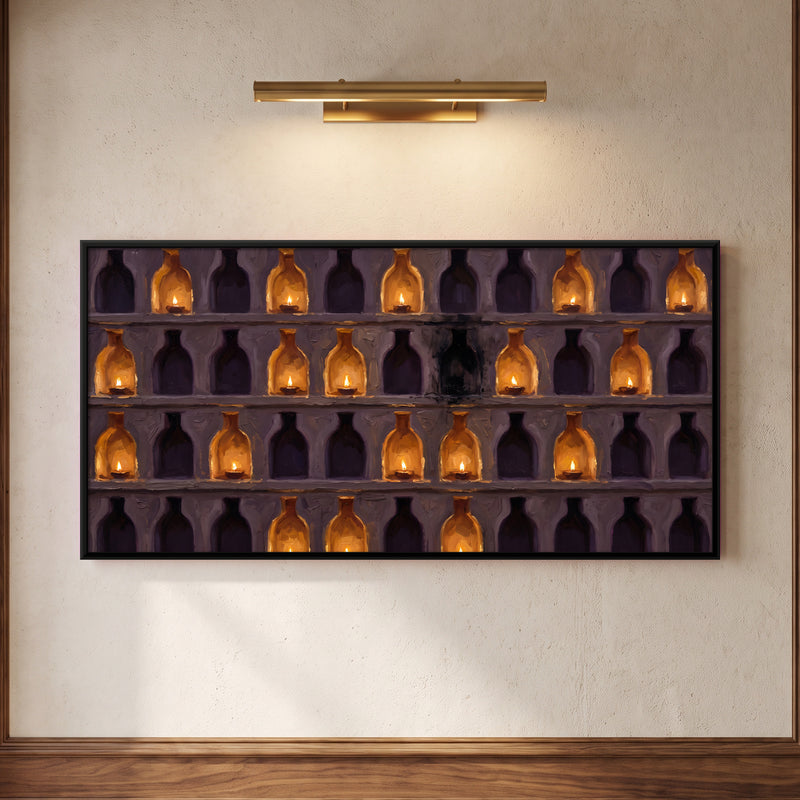 Wall of Lamp Niches - framed canvas art hung on a wall