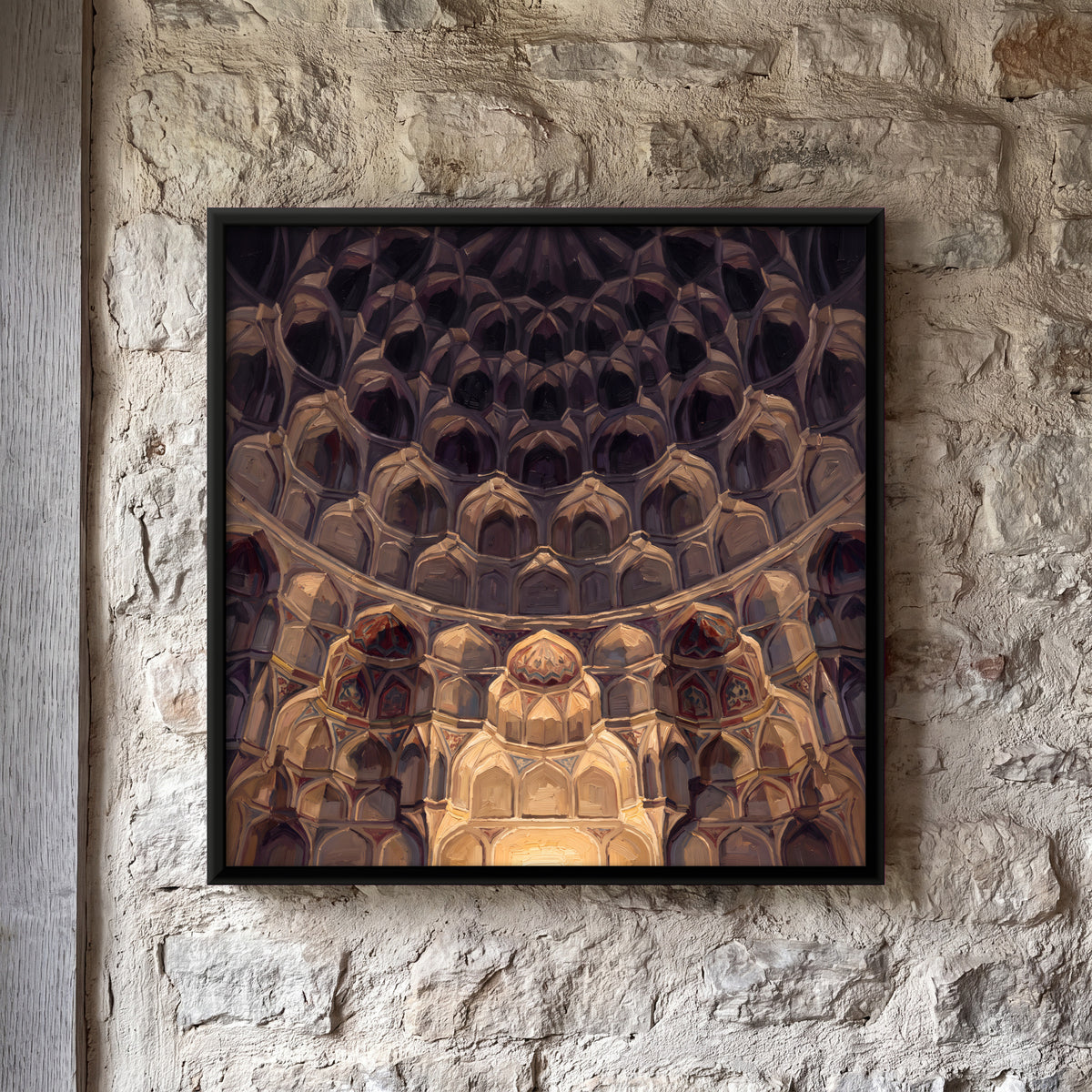 Honeycomb Vaulted Half-Dome - framed canvas art hung on a wall