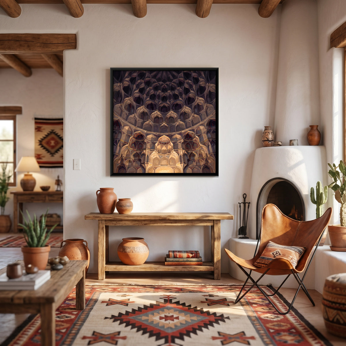 Honeycomb Vaulted Half-Dome - canvas art shown in a second room setting