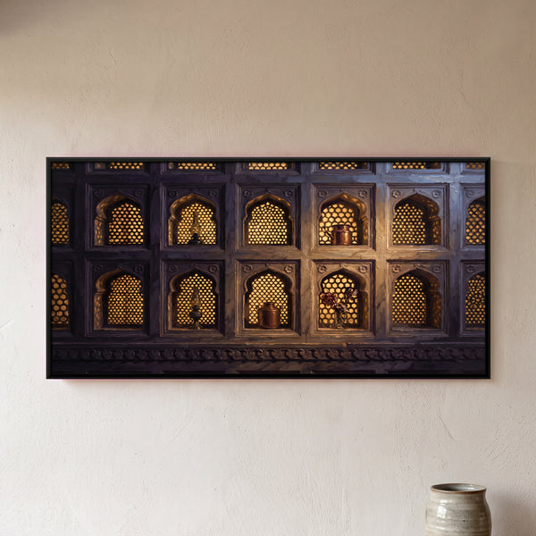 Wall of Arched Niches with Glowing Jali Screens