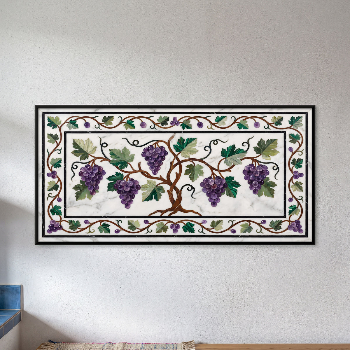 Grapevine in Marble Inlay - framed canvas art hung on a wall