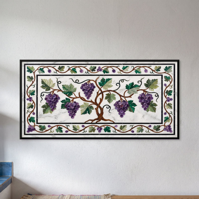Grapevine in Marble Inlay - framed canvas art hung on a wall
