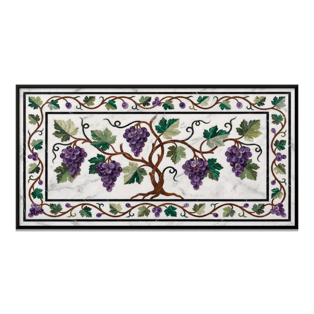 Grapevine in Marble Inlay - framed canvas print, front view