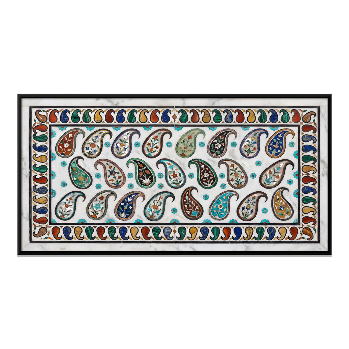 Marble Inlay Paisley Panel - framed canvas print, front view