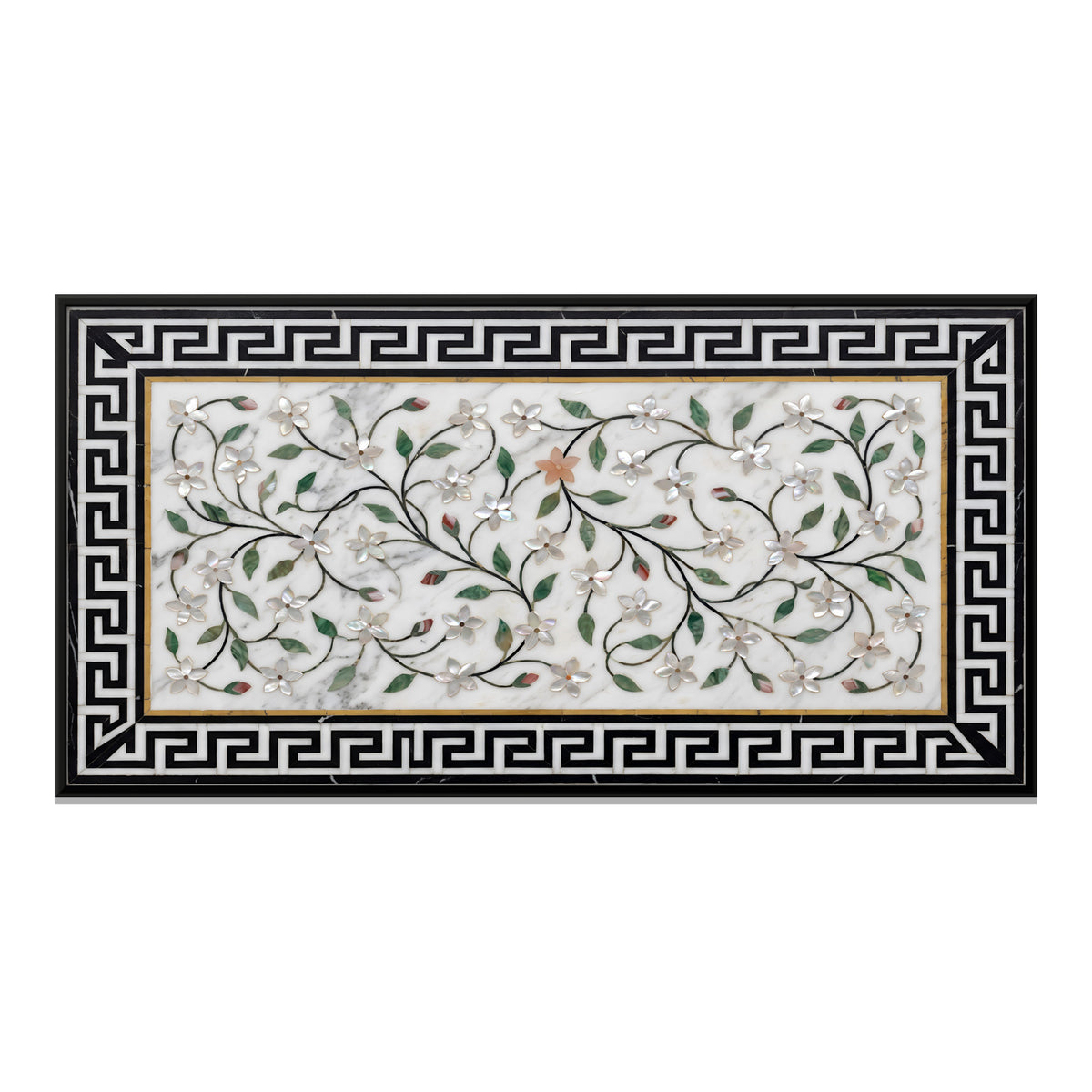 Jasmine Vine in Marble Inlay - framed canvas print, front view