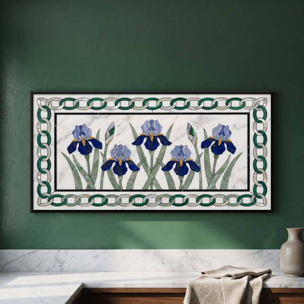 Irises in Marble Inlay Style