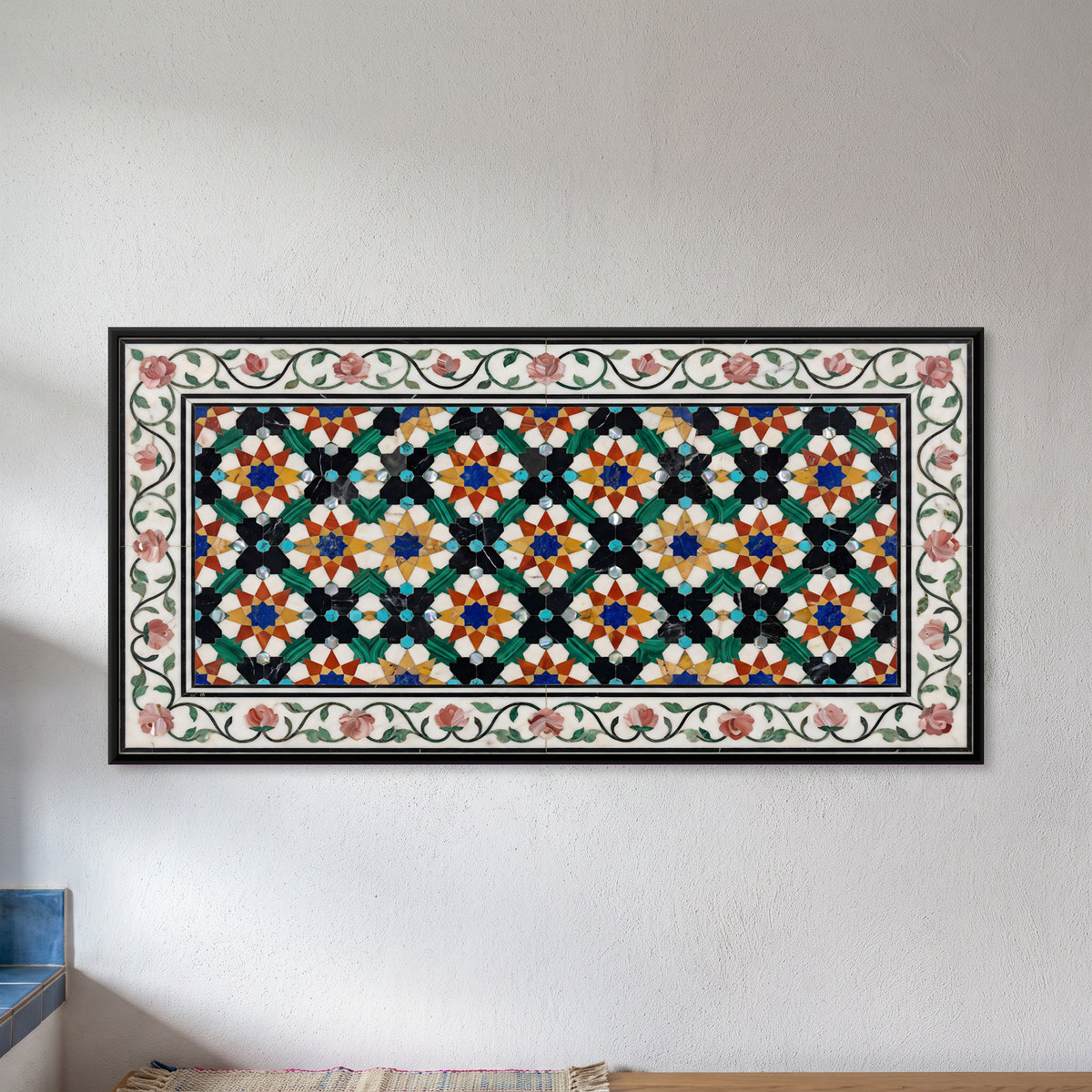 Marble Inlay Geometric Stars - framed canvas art hung on a wall