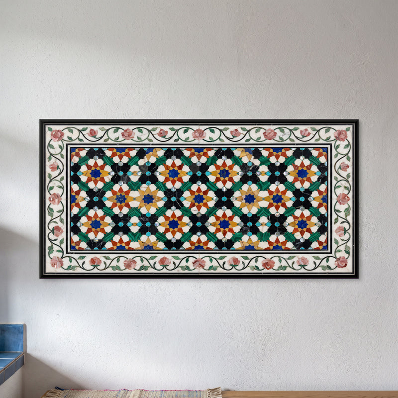 Marble Inlay Geometric Stars - framed canvas art hung on a wall