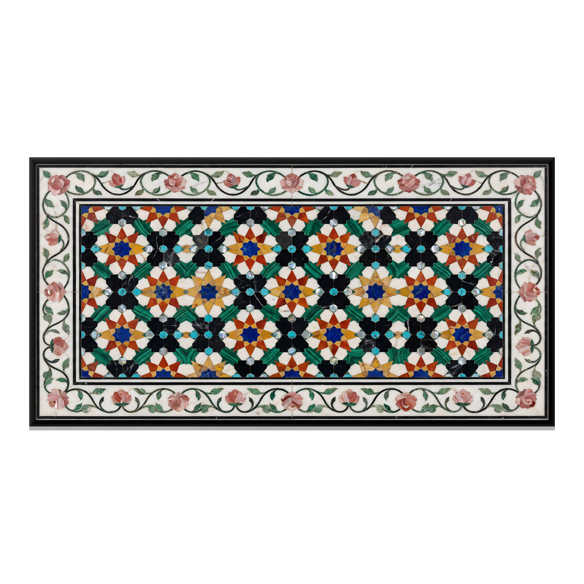 Marble Inlay Geometric Stars - framed canvas print, front view