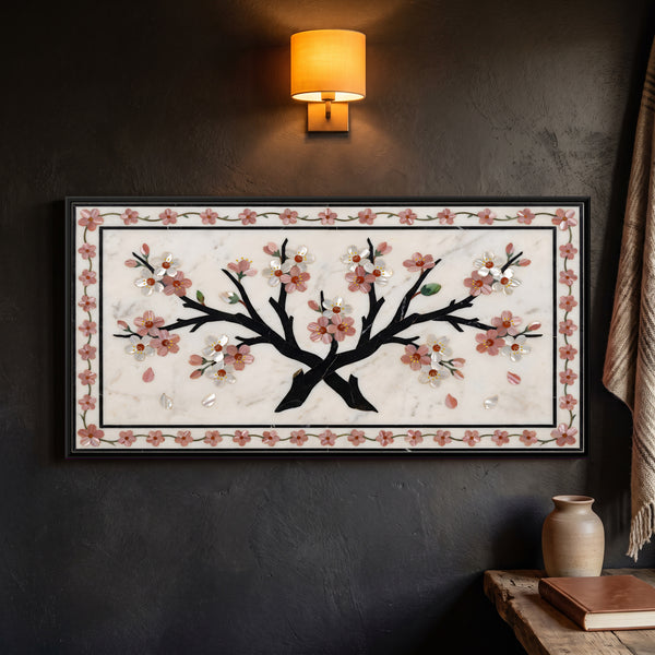Marble Inlay Panel with Blossoming Tree