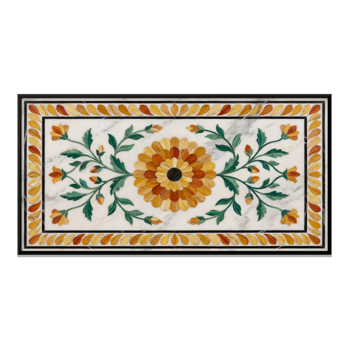 Marigold in Marble Inlay - framed canvas print, front view