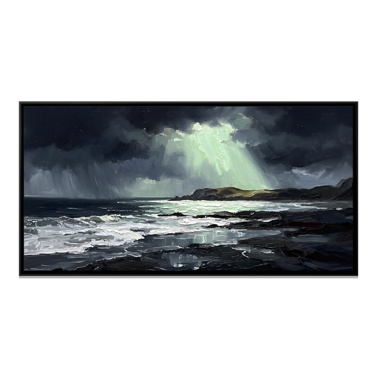 Storm Clearing over the Sea - framed canvas print, front view