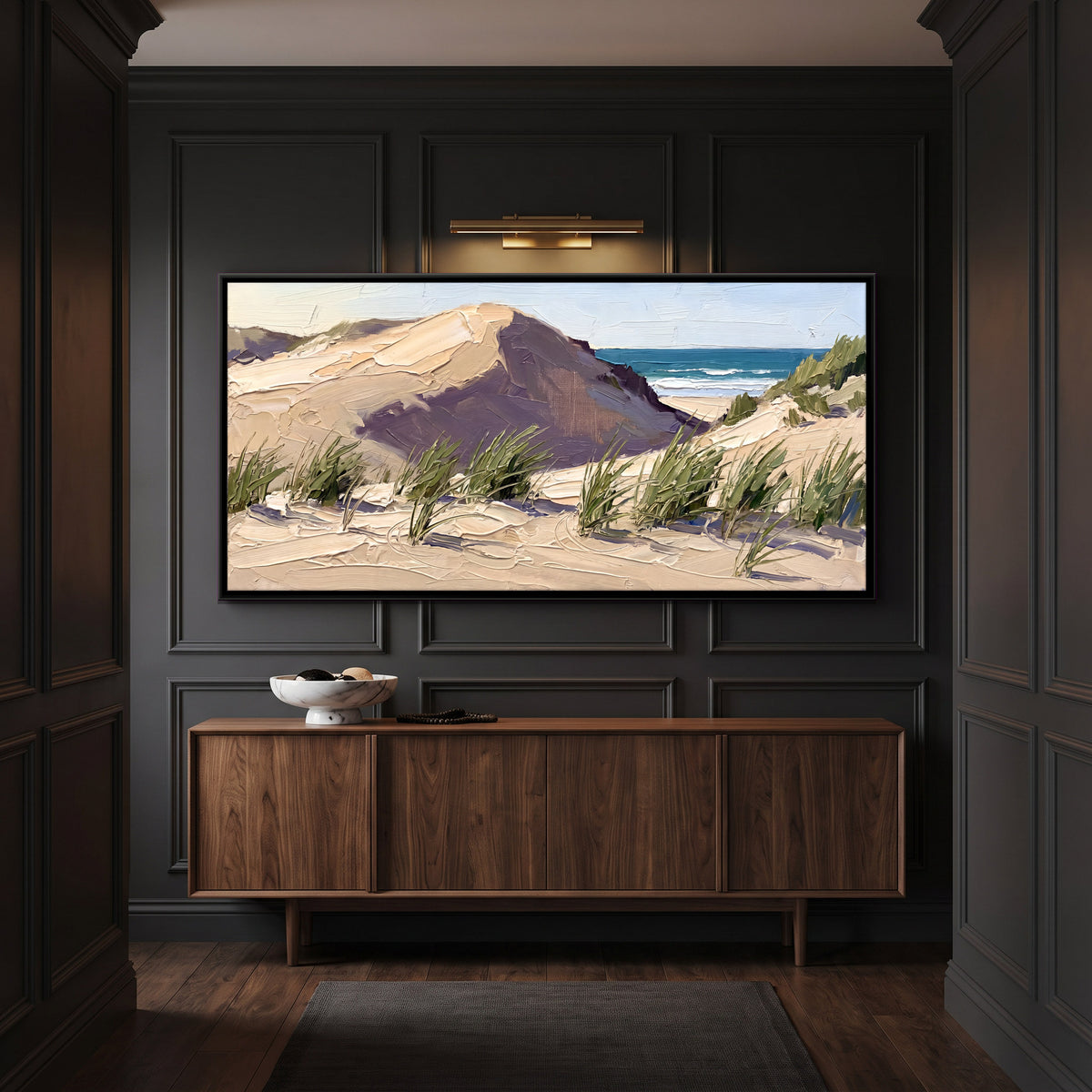 Sand Dunes with Beach Grass - canvas art shown in a second room setting
