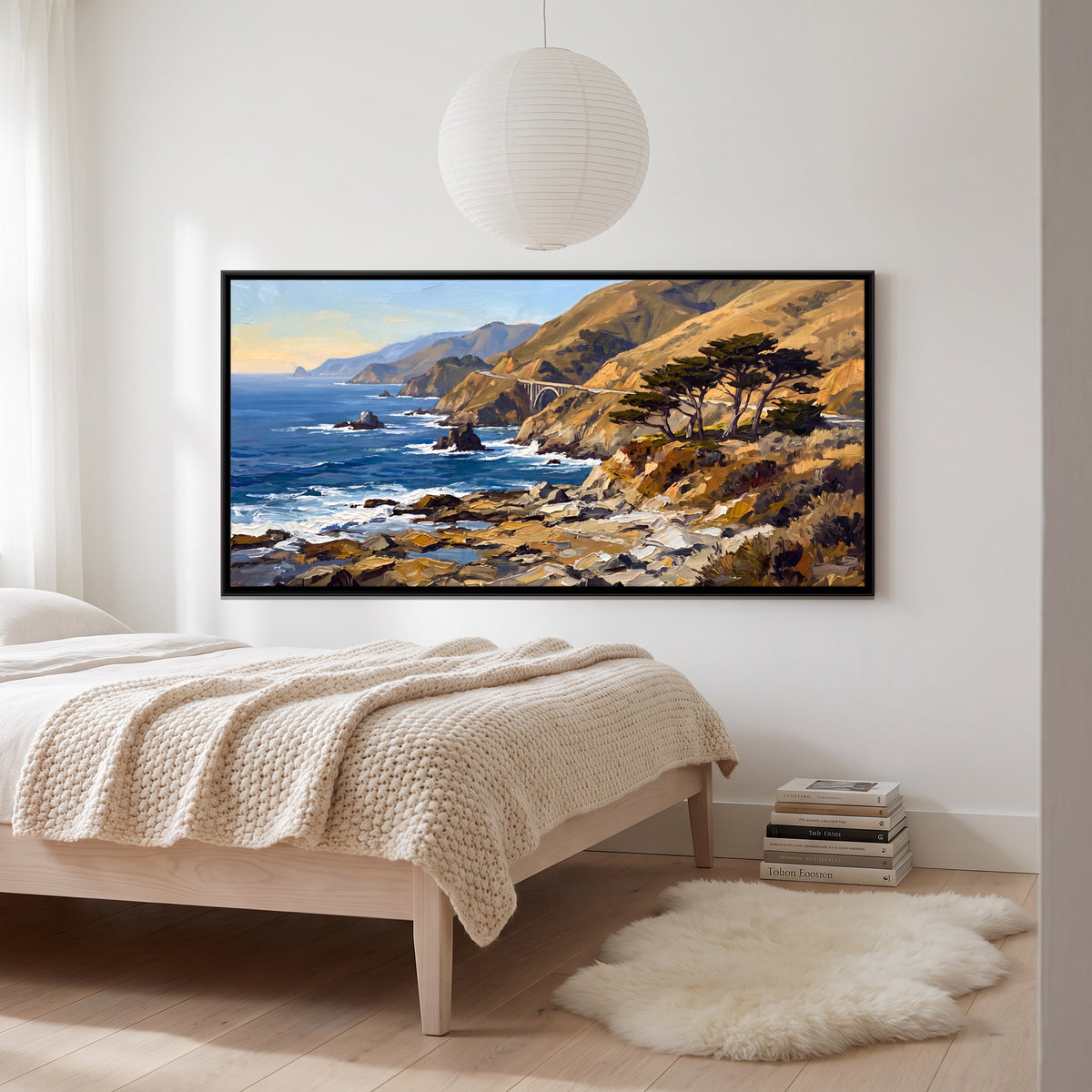 Big Sur Coastline - canvas art shown in a styled room