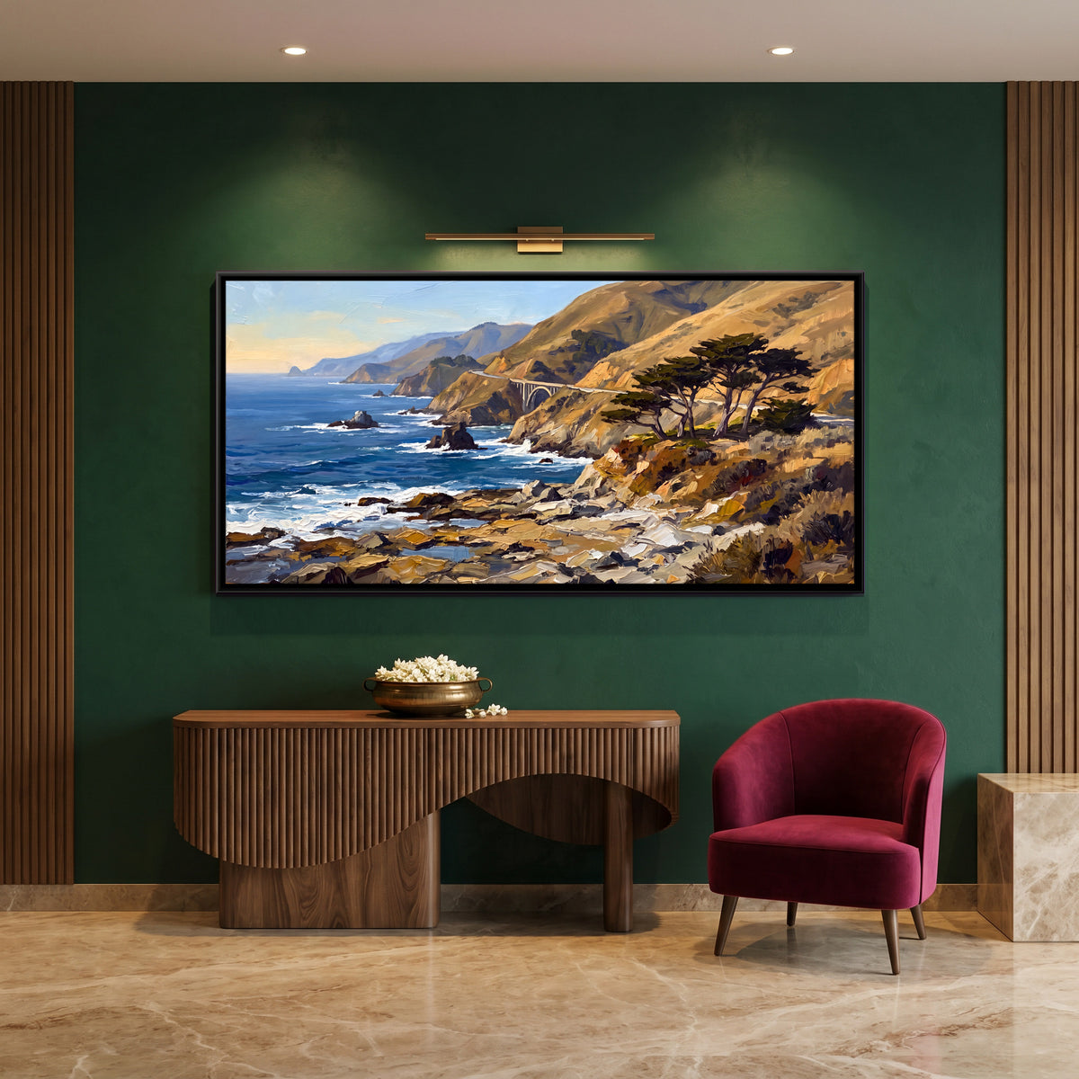 Big Sur Coastline - canvas art shown in a second room setting