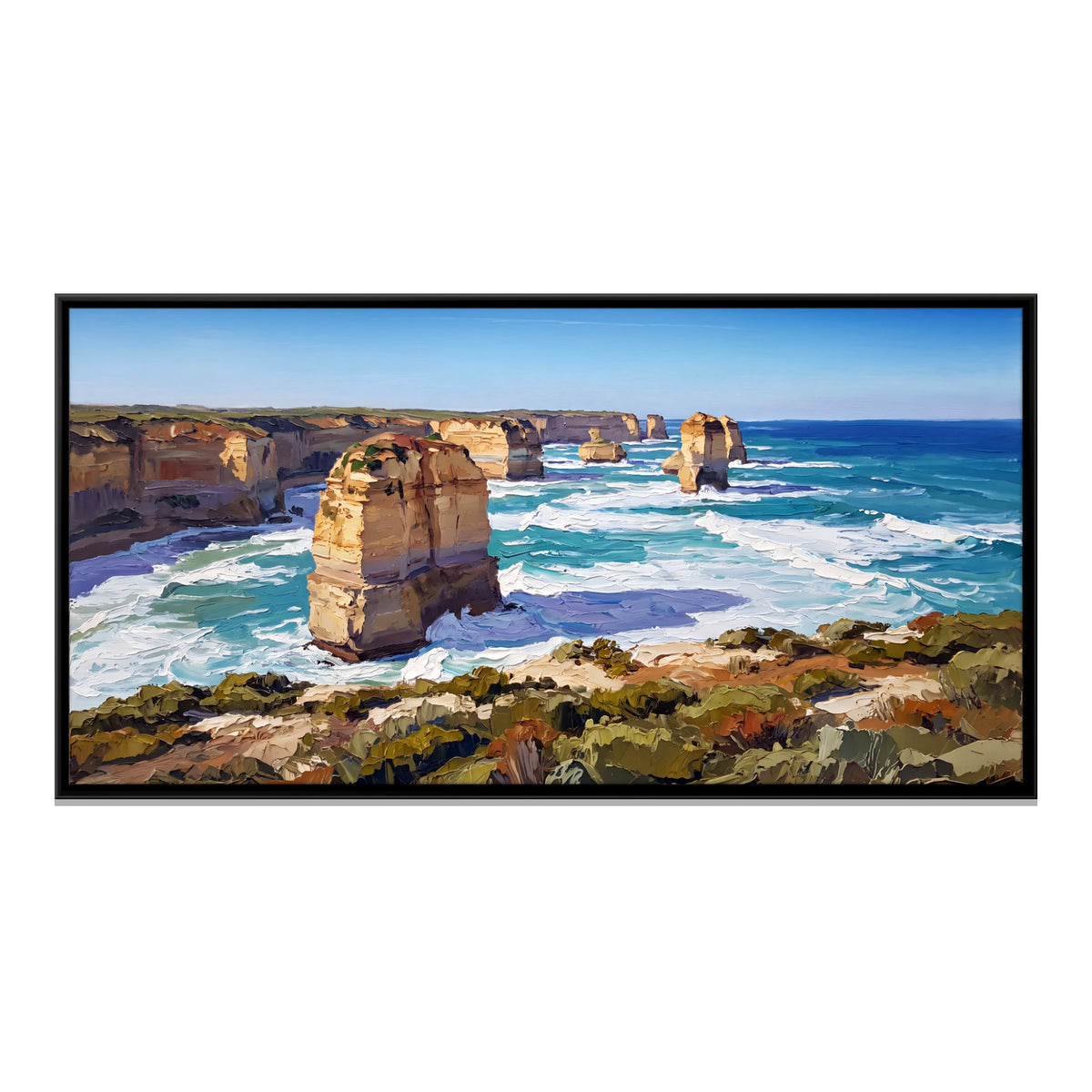 Twelve Apostles Sea Stacks - framed canvas print, front view