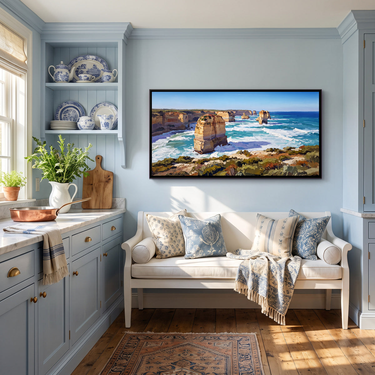 Twelve Apostles Sea Stacks - canvas art shown in a styled room