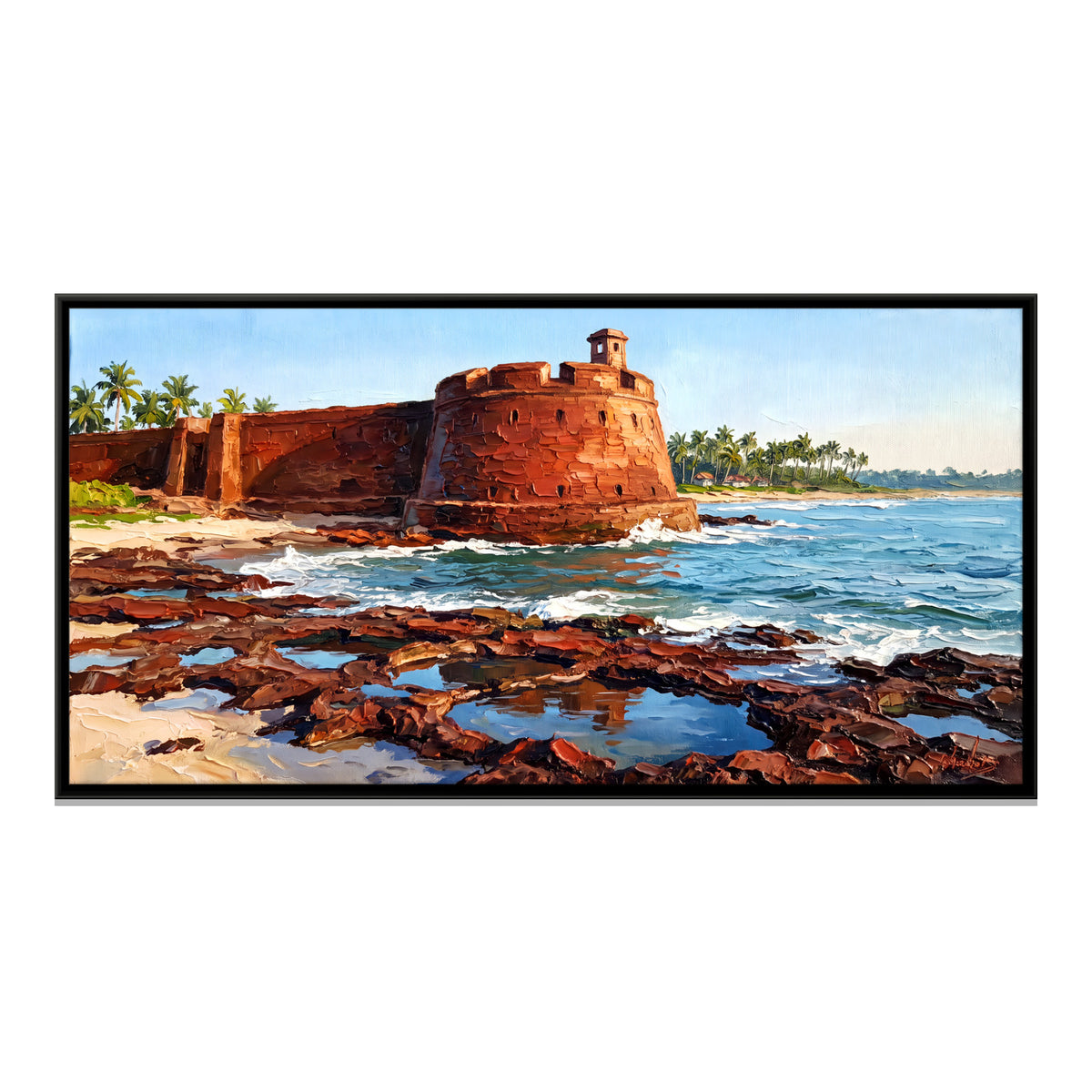 Bekal Fort by the Sea - framed canvas print, front view