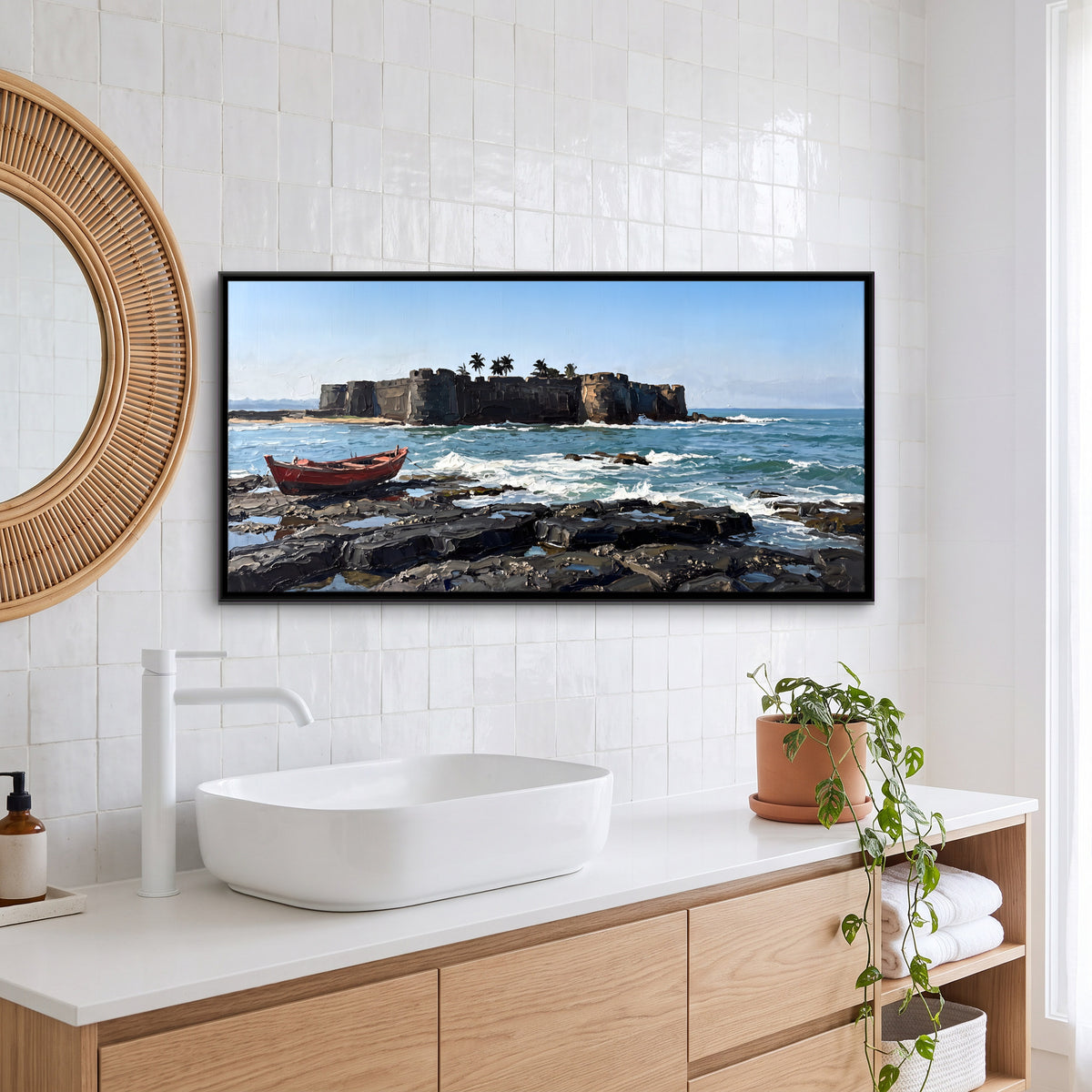 Sindhudurg Sea Fort - canvas art shown in a second room setting