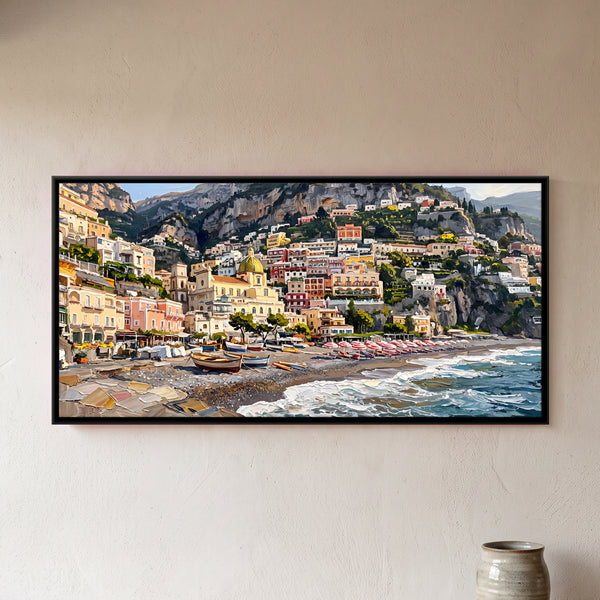 Cliffside Town Above a Pebble Beach