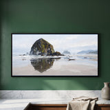 Sea Stack Reflected in Wet Sand
